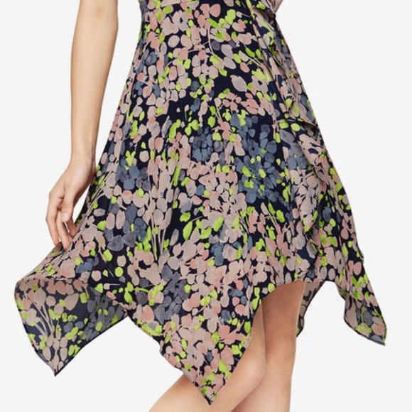 BCBG MAXAZRIA Jessica Floral-Print Dress DARK MIDNIGHT COMBO Size 0 - Picture 1 of 6